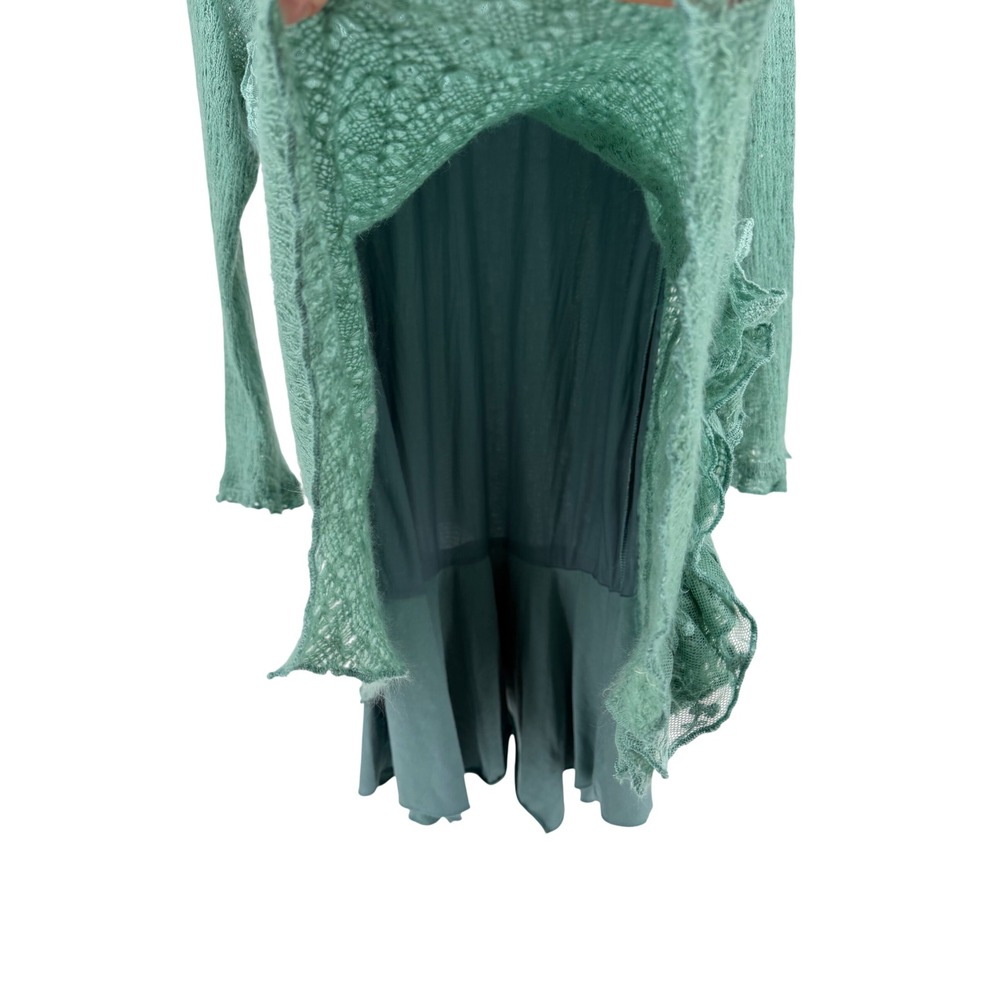 Pretty Angel Sage Green Crochet Ruffle Layered Tunic Dress Cottagecore Small - Picture 5 of 9